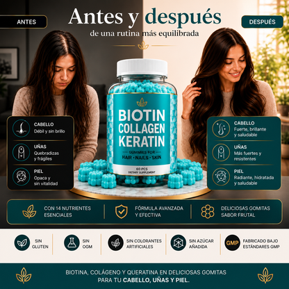 Gomitas con biotina, colágeno y keratina